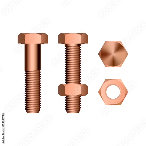 Metallic bolt and nut.