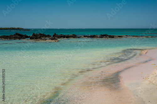 Obraz na płótnie Elafonisi beach, beautiful pink sand and blue water, Greece, Crete w salonie