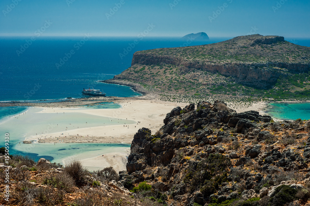 Balos Beach, Greece, Crete. View from hill above the bay