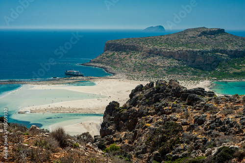 Obraz na płótnie Balos Beach, Greece, Crete. View from hill above the bay w salonie