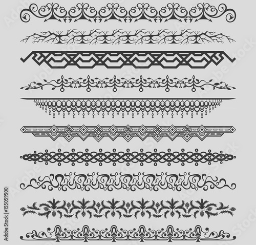 Collection of vector vintage dividers. Vector Illustration.