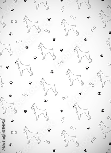 Awesome greeting card with dogs bones and paws. Boxer breed.