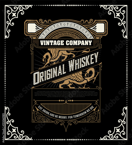 Retro whiskey label. Vector layered