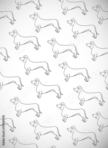 Interesting greeting card with awesome contour dog. Breed dachshund