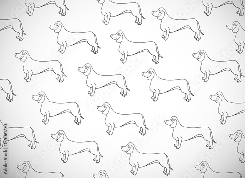 Interesting greeting card with awesome contour dog. Breed dachshund