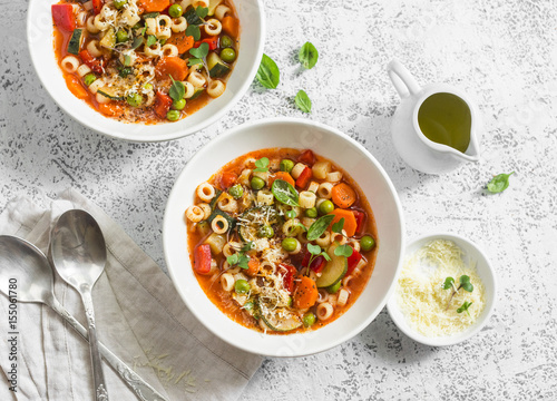 Tableau sur toile Vegetarian minestrone - delicious healthy mediterranean lunch