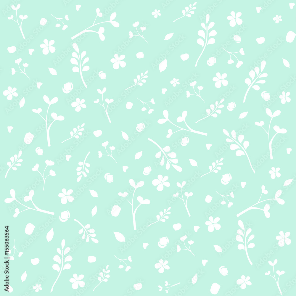 Floral seamless pattern over blue background