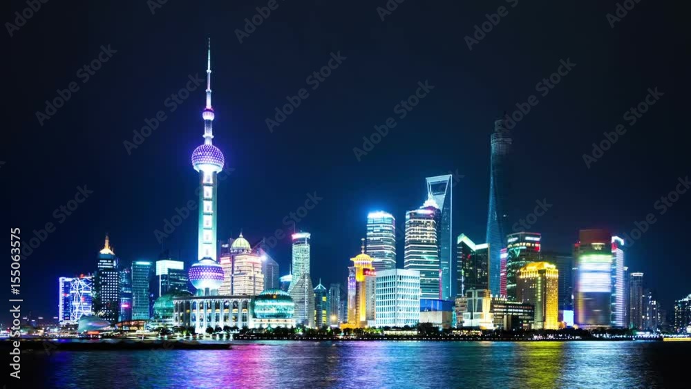 Timelapse shot of general view of Pudong of Shanghai, China. 4K Zoom In Shot. Timelapse shot of general view of Pudong of Shanghai, China. 4K Zoom In Shot.