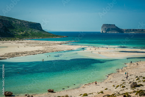 Fototapeta Naklejka Na Ścianę i Meble -  Balos beach, Greece Crete, view from the beach. Yellow sand and rocks