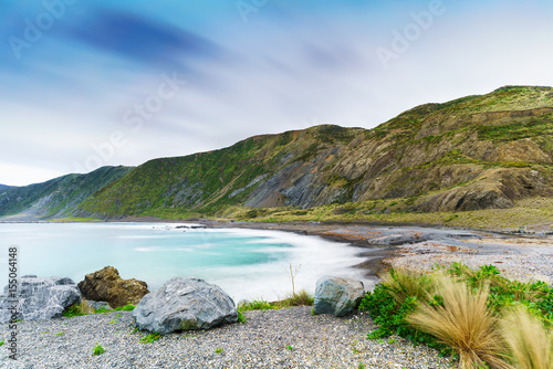 Te Kopahou Reserve is located at Owhiro Bay where people can enjoy walking , cycling and also driving 4WD vehicles along the coast, Wellington , North Island of New Zealand