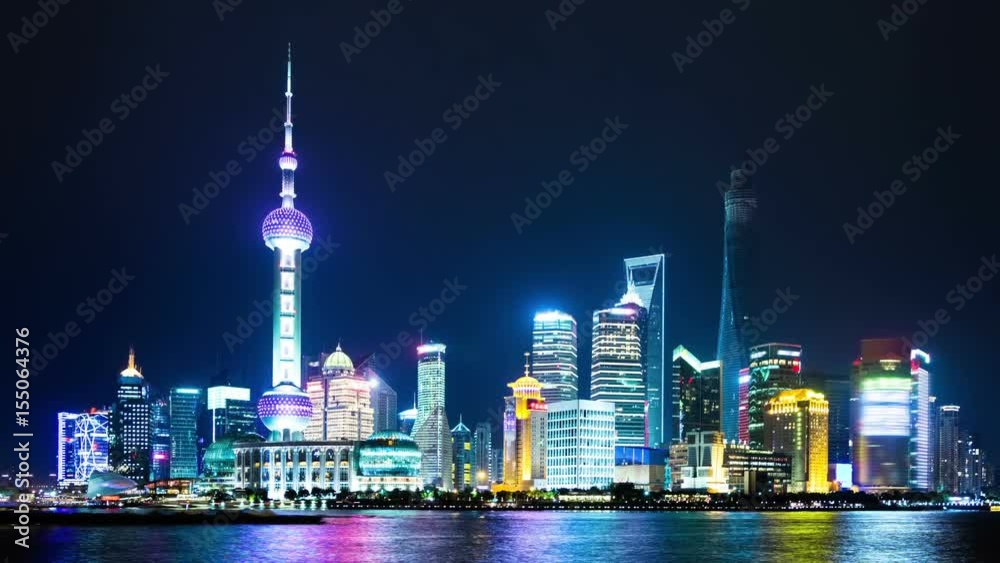 Timelapse shot of general view of Pudong of Shanghai, China. 4K Zoom Out Shot. Timelapse shot of general view of Pudong of Shanghai, China. 4K Zoom Out Shot.
