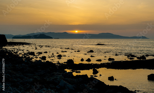 Greece, Crete, sunset in Chania (Xania) evening light to city harbour