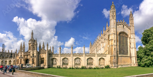 Panorama of the famous King's college university of Cambridge and chapel in Cambridge, UK