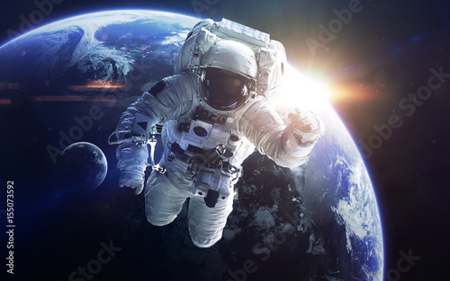 Fototapeta Naklejka Na Ścianę i Meble -  Little blue planet Earth in deep space. Elements of this image furnished by NASA