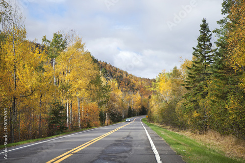 Fototapeta Naklejka Na Ścianę i Meble -  Road near the North Shore of Minnesota with trees in fall color