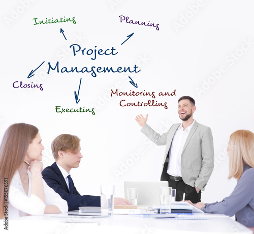 Business trainer giving pre...