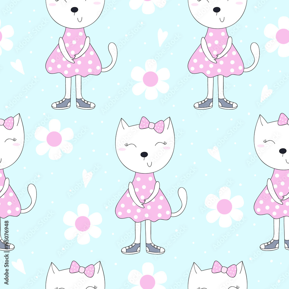 Cute cats colorful seamless pattern background Cute cats colorful seamless pattern background