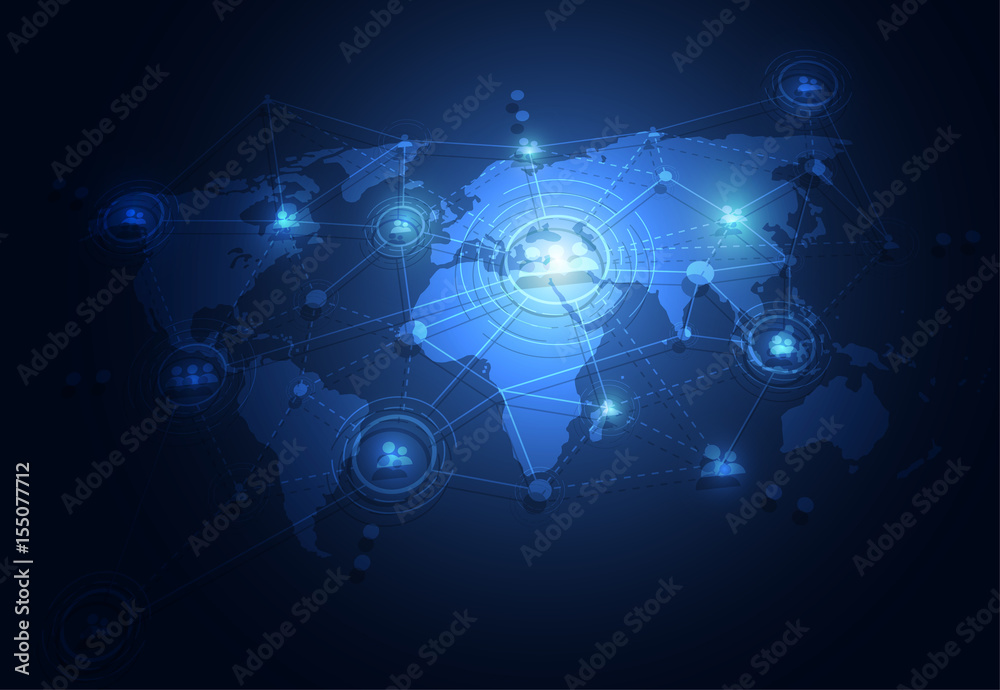 Abstract connection technologies with world map for business. Mixed media. Vector Illustration Abstract connection technologies with world map for business. Mixed media. Vector Illustration
