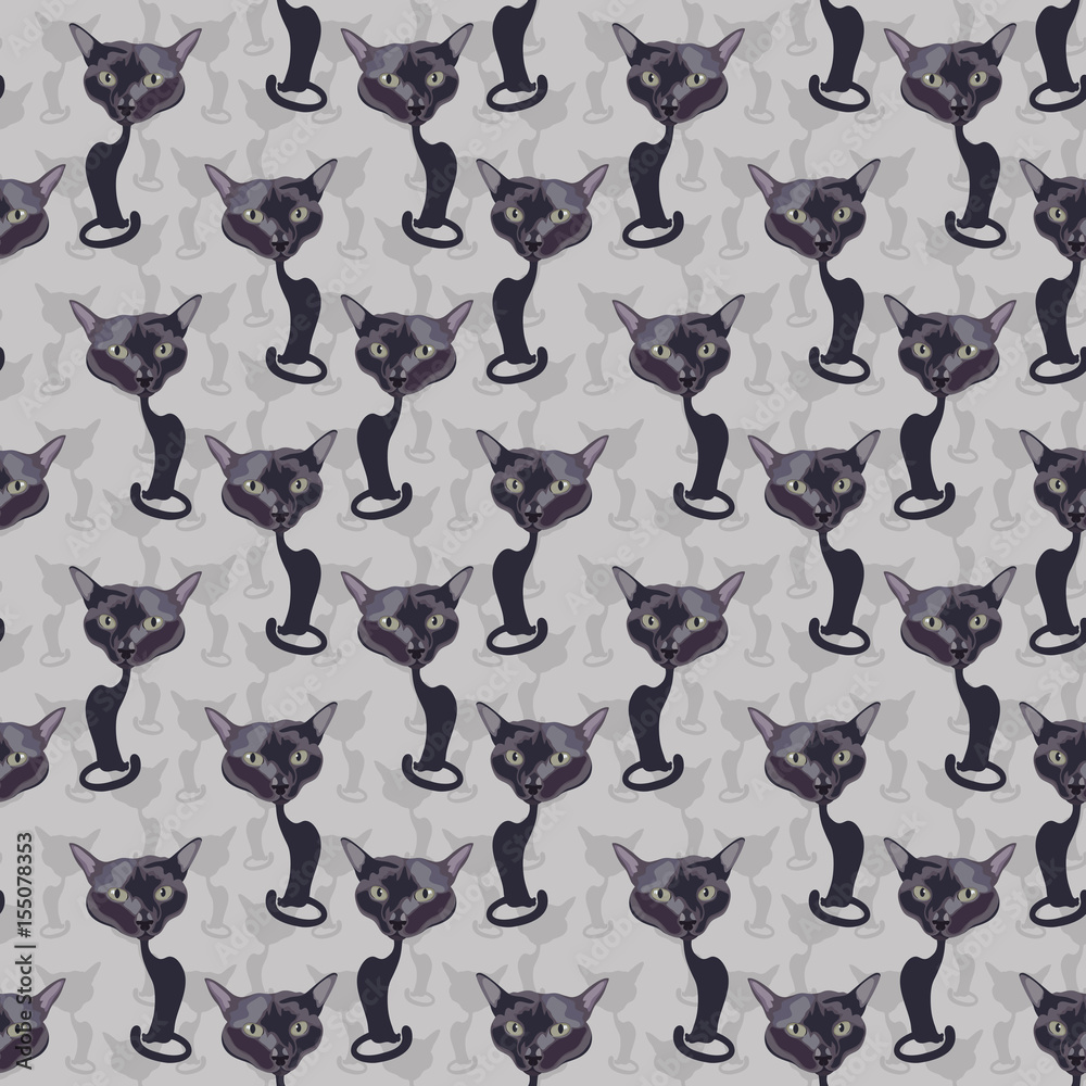 Pattern for seamless background with cat. Pattern for seamless background with cat.