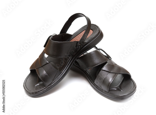 pair of black leisure sandal on white background