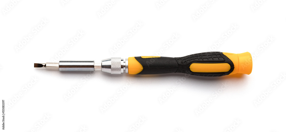 slotted screw driver on a white background with clipping path