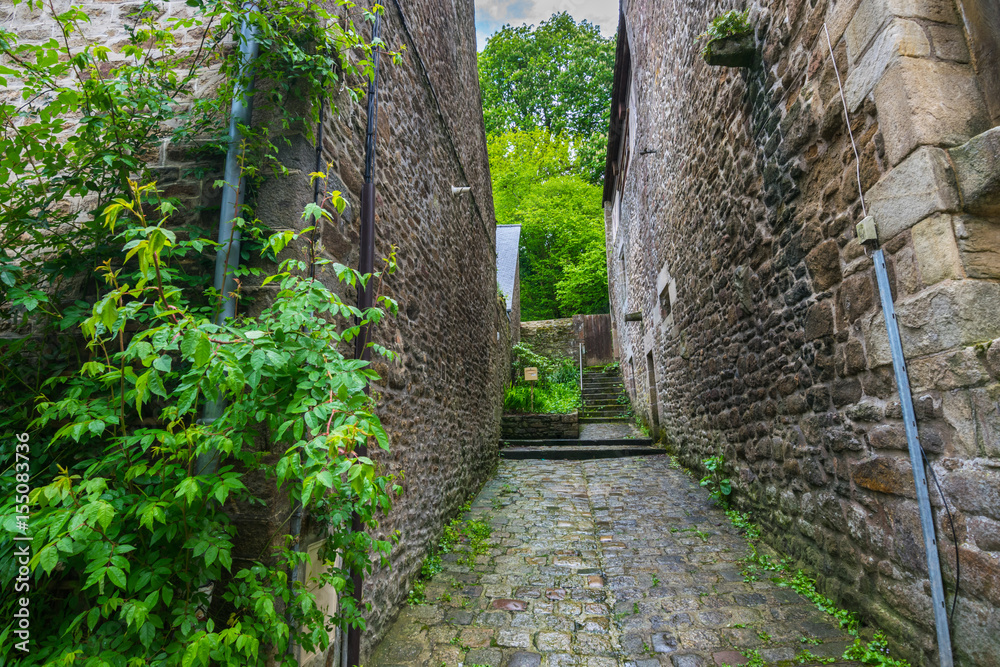 Beautiful view of old town Dinan with its traditional houses, Rance River and narrow streets, Cotes de Armor, Brittany, France, Europe Beautiful view of old town Dinan with its traditional houses, Rance River and narrow streets, Cotes de Armor, Brittany, France, Europe