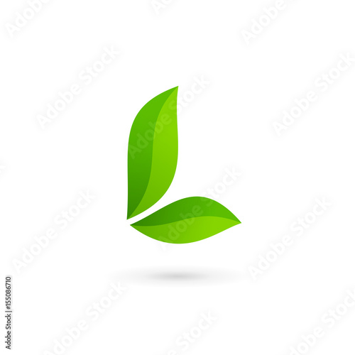 Letter L eco leaves logo icon design template elements