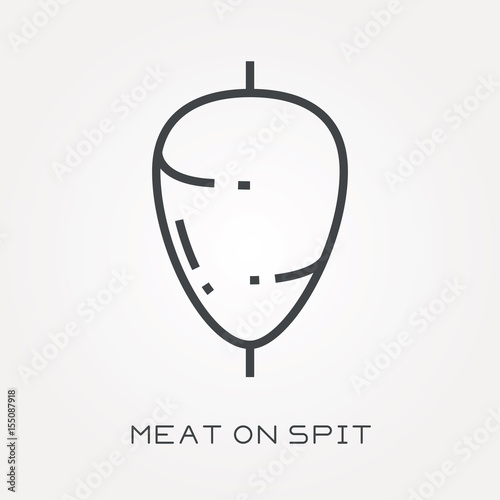 Line icon meat on spit