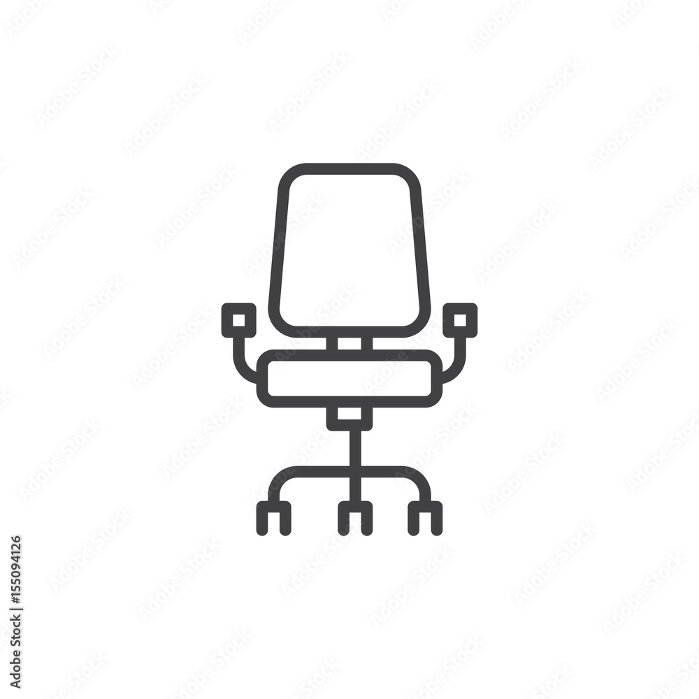 Office chair line icon, outline vector sign, linear style pictogram isolated on white. Symbol, logo illustration. Editable stroke. Pixel perfect Office chair line icon, outline vector sign, linear style pictogram isolated on white. Symbol, logo illustration. Editable stroke. Pixel perfect