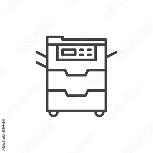 Copy machine line icon, outline vector sign, linear style pictogram isolated on white. Document copier symbol, logo illustration. Editable stroke. Pixel perfect