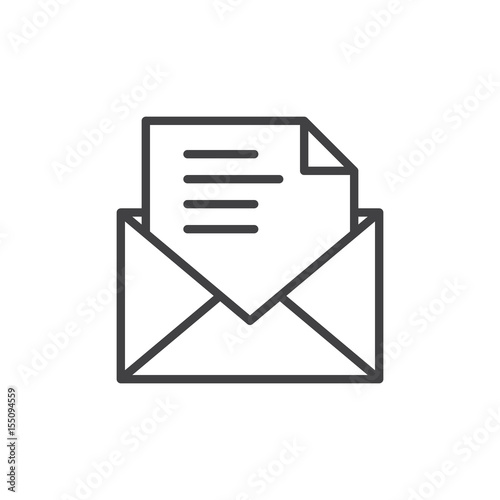 Email, message line icon, outline vector sign, linear style pictogram isolated on white. Symbol, logo illustration. Editable stroke. Pixel perfect