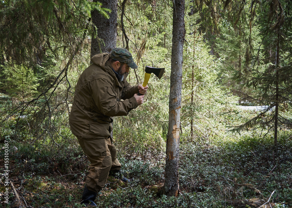 man chopping wood