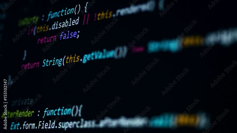 Computer virus concept. Hacker typing code on computer screen. 4K.