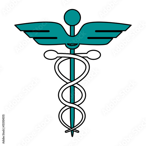 color graphic of cartoon health symbol with serpent entwined vector illustration