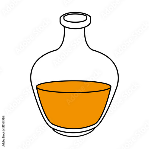 black silhouette bottle with liquid orange oil body massage