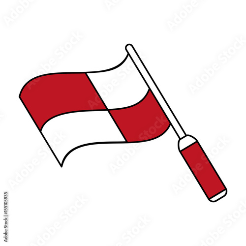 color silhouette with soccer referee flag vector illustration