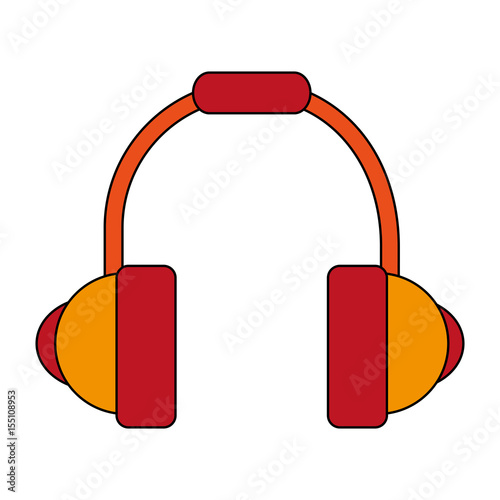 white background with headset stereo sound vector illustration