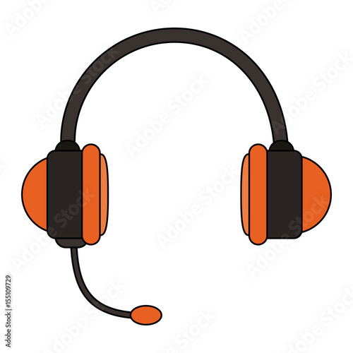white background with handsfree headset vector illustration