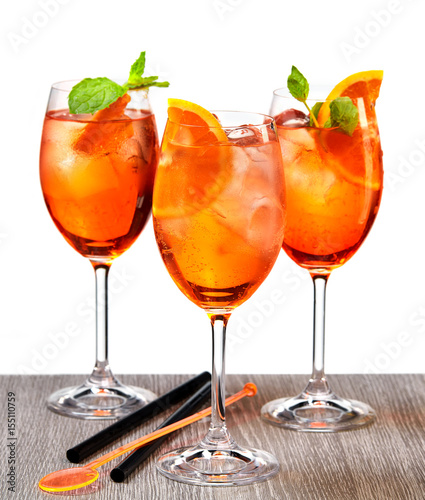 glasses of aperol spritz cocktail