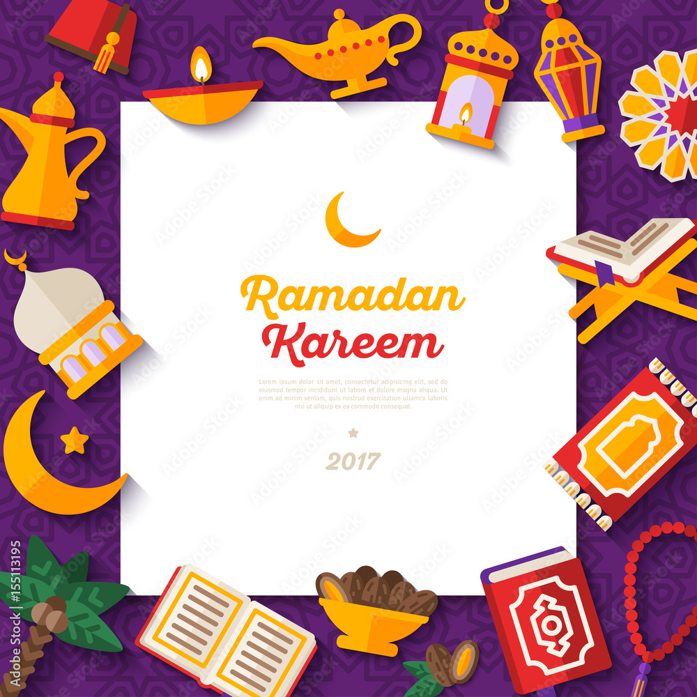 Ramadan Kareem concept banner on violet