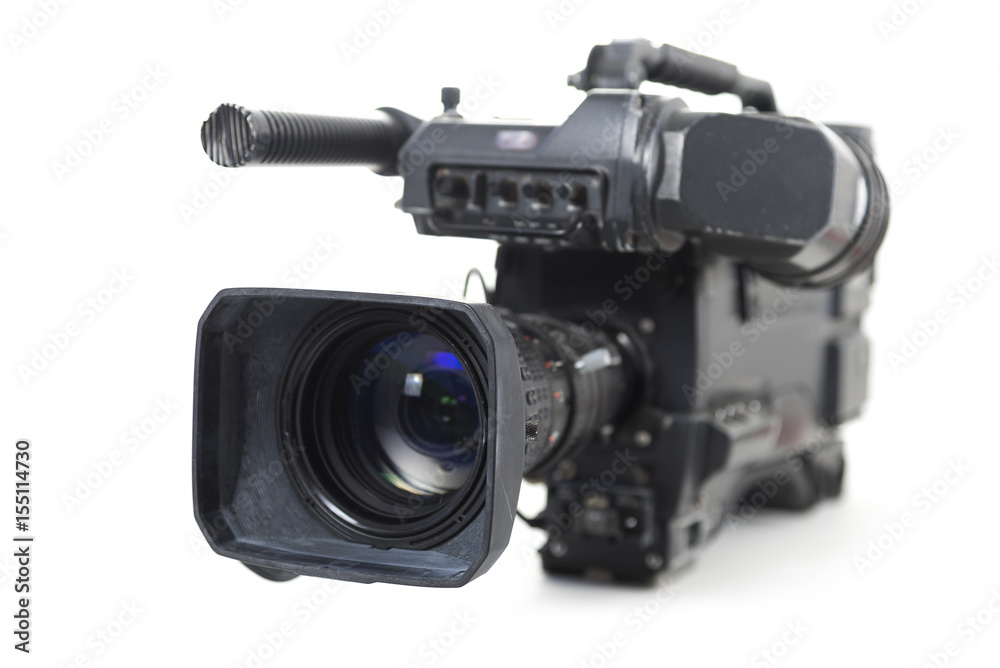 professional video camera for TV productions isolated on a white background