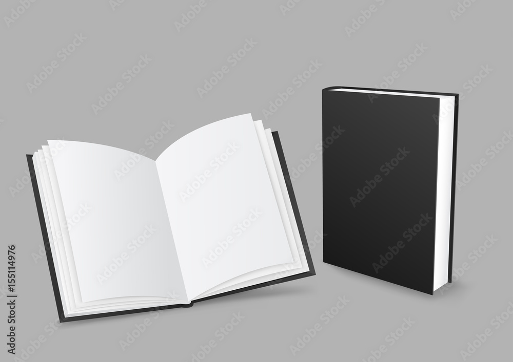 Closed and open black book Closed and open black book