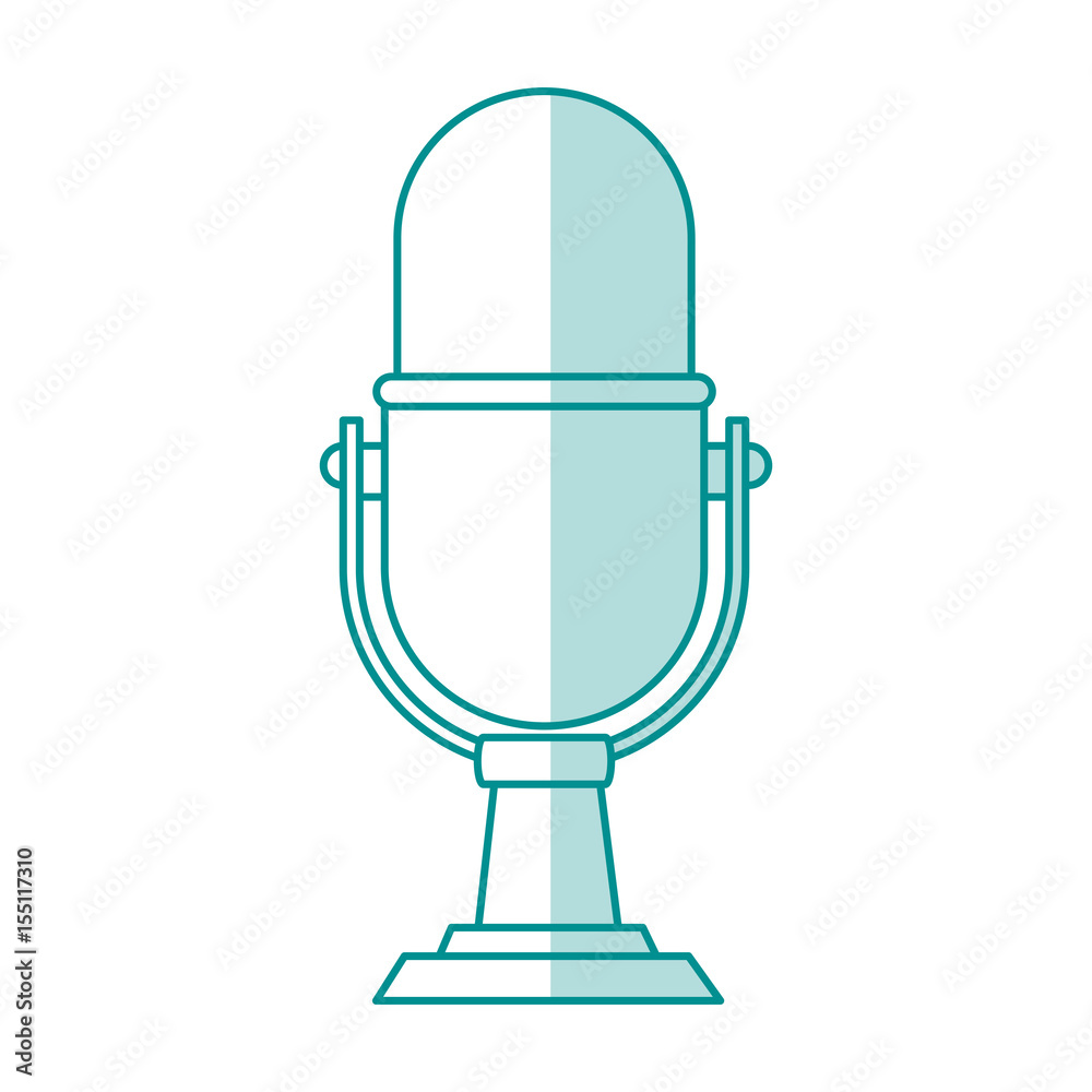blue shading silhouette of desk microphone of fixed base vector illustration blue shading silhouette of desk microphone of fixed base vector illustration