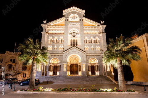 Saint nicholas cathedrale in Monte Carlo, night scene.