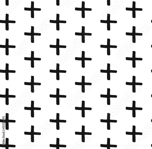 Set of patterns. Set of simple seamless 4 black and white Scandinavian trend seamless pattern - black cross, chevrons, stripes, arrow.