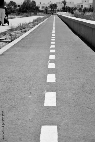 bicycle road, black and white 