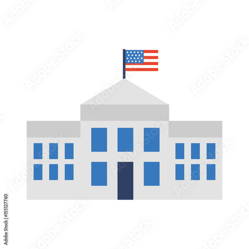 white house with flag vector illustration design