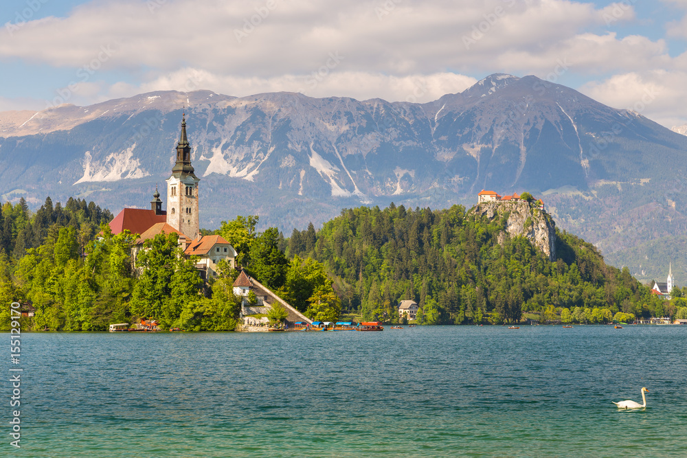 The most beautifully situated church in Slovenia, Blejski Otok, Bled, Slovenia
