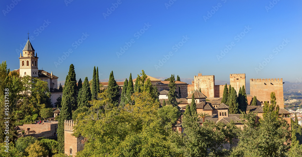 Alhambra Church Castle Towers Granada Andalusia Spain