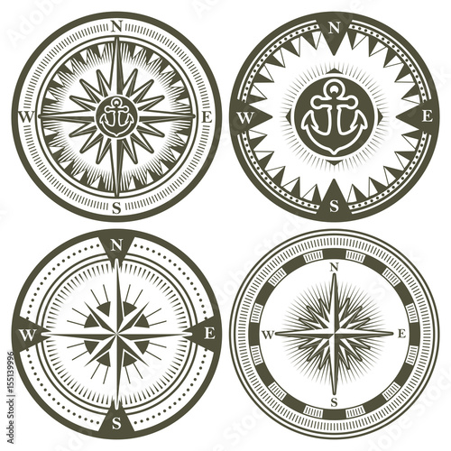 Set of vintage compasses